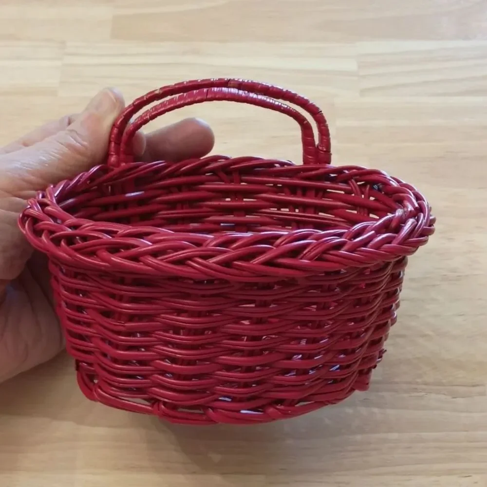 Small Wall Hanging Wicker Basket with Metal Hook in Back